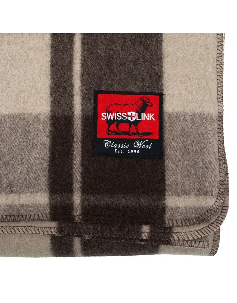 Swiss Link Cabin Brown Classic Wool Blanket Plaid Collection