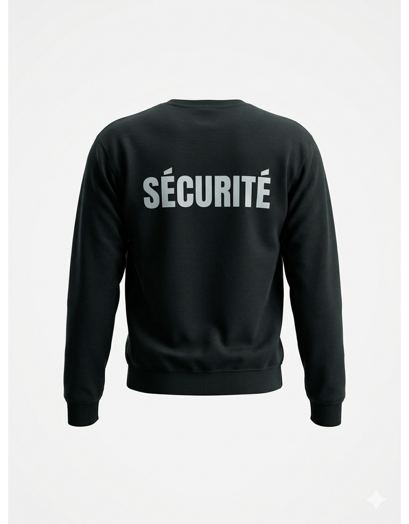 S+ Sweat-shirt noir à col rond pour la sécurité