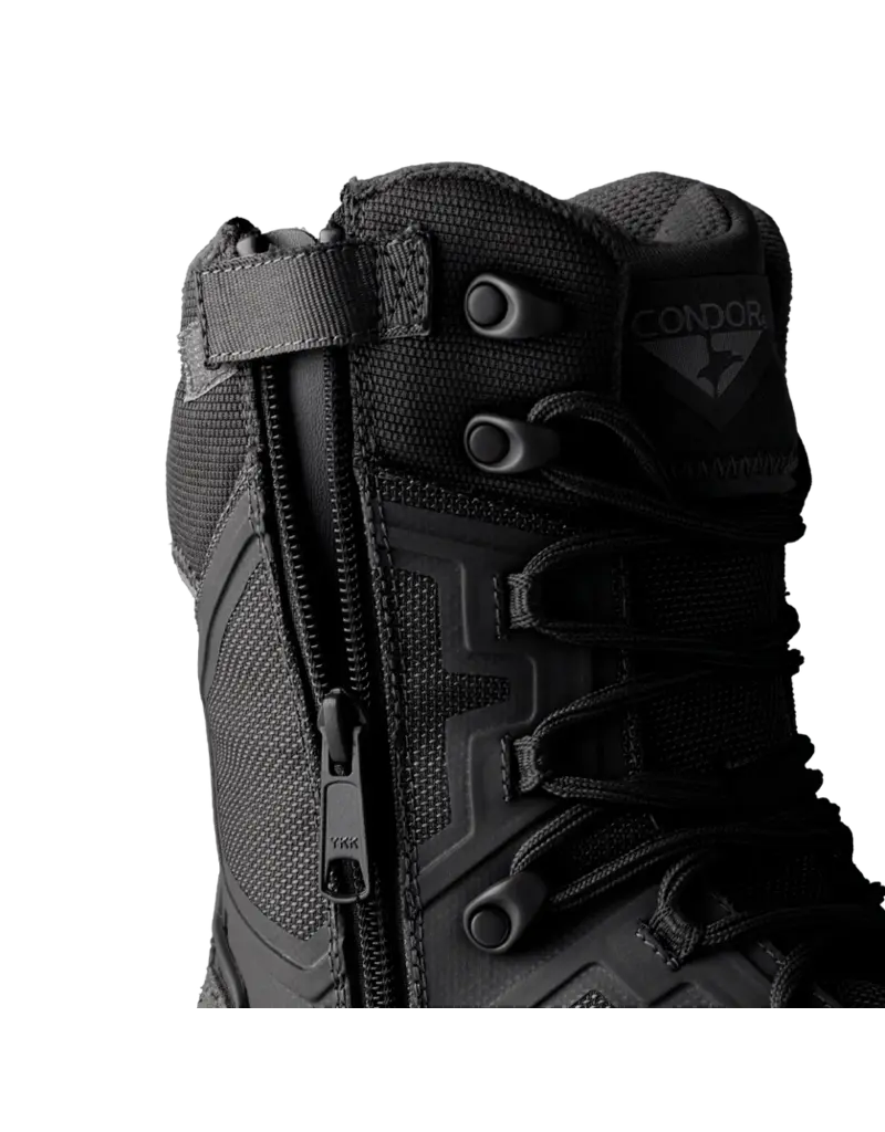 Condor Outdoor  Bottes tactiques Brigade 8" à fermeture éclair noires