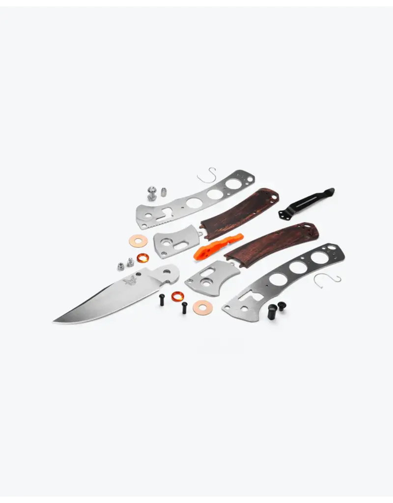 Benchmade Mini Crooked River Gris Aluminium et Bois Clip-point