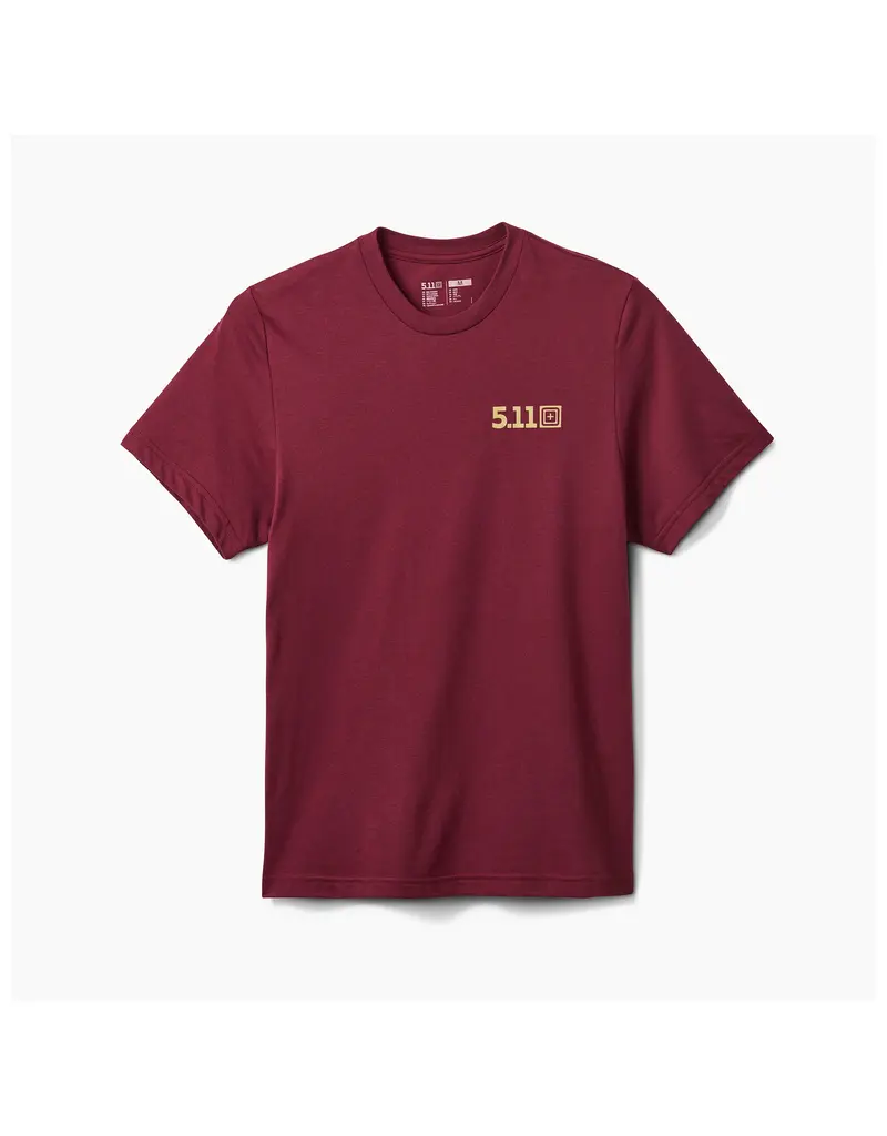 5.11 Tactical T-shirt bordeaux à manches courtes, taille réelle
