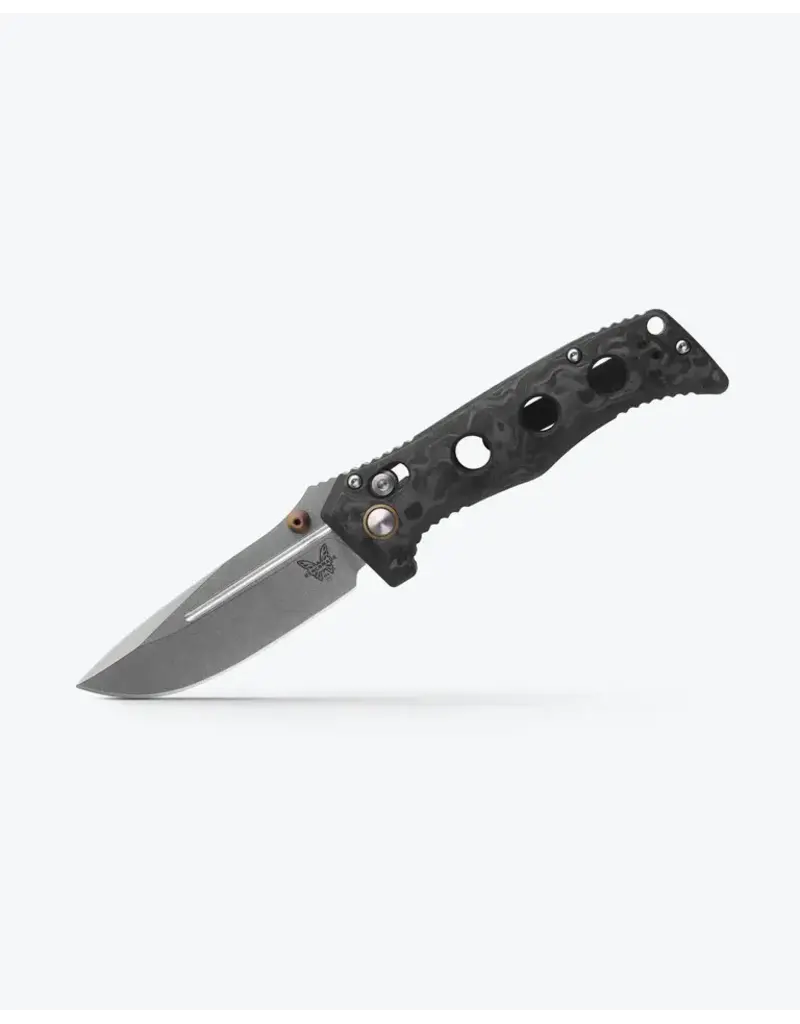 Benchmade Mini Adamas en fibre de carbone marbrée Pointe Tombante
