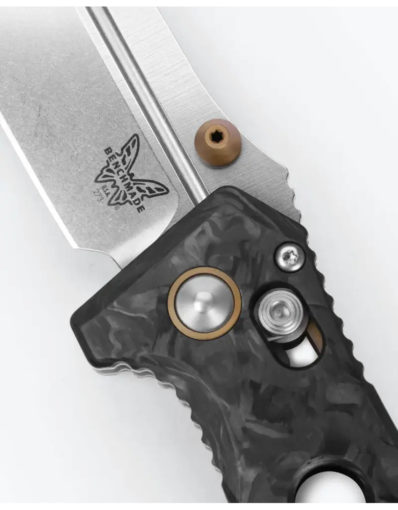 Benchmade Mini Adamas en fibre de carbone marbrée Pointe Tombante