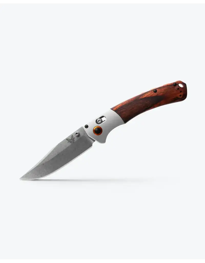Benchmade Crooked River Gris Aluminium et Bois Pointe coupante