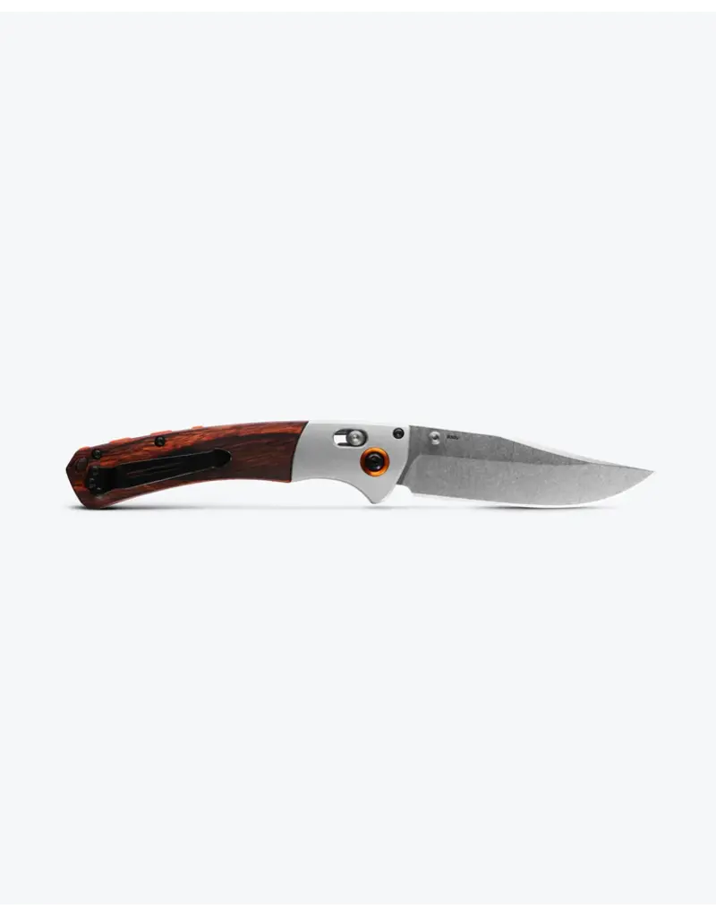Benchmade Crooked River Gray Aluminum and Wood Clip-point