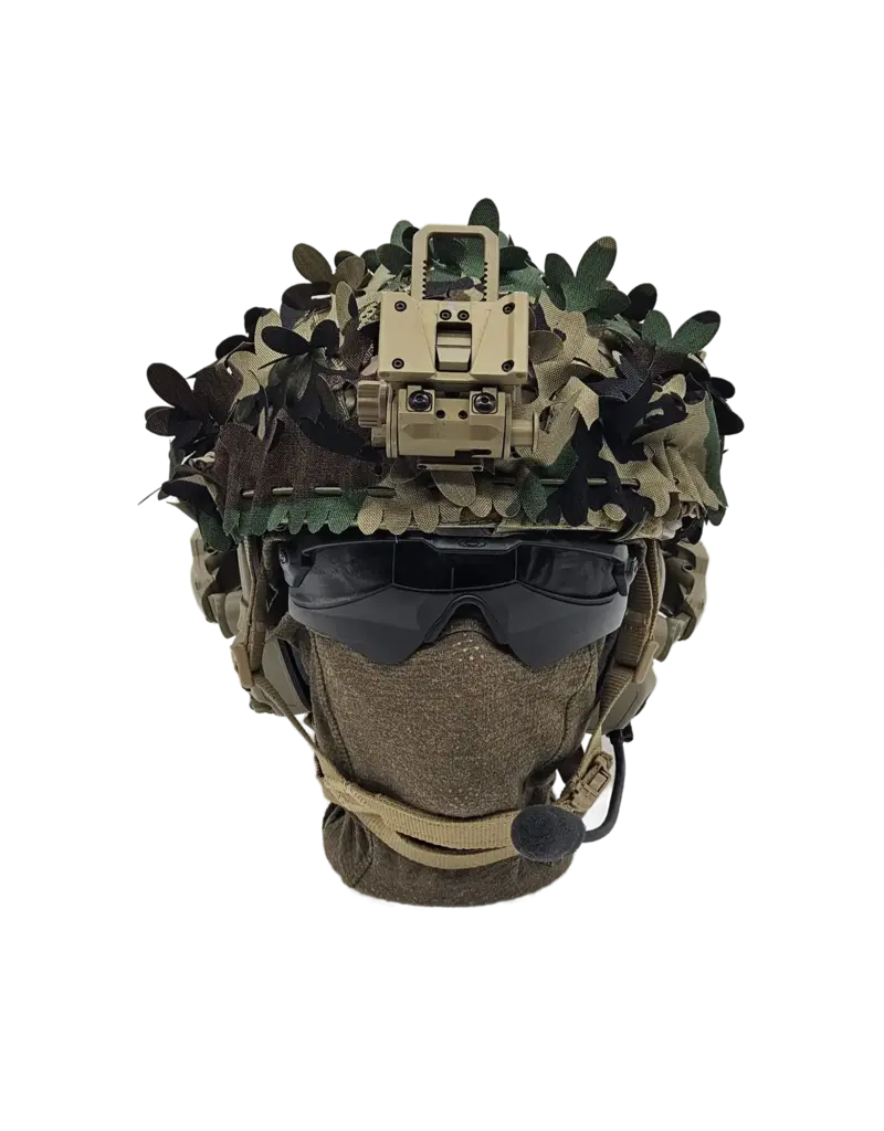 NUTSOF Filet de camouflage pour casque « Southerner » (motif Trifoliate Leaf) – M81 Woodland