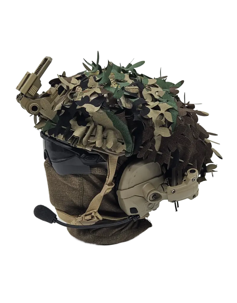 NUTSOF Filet de camouflage pour casque « Southerner » (motif Trifoliate Leaf) – M81 Woodland