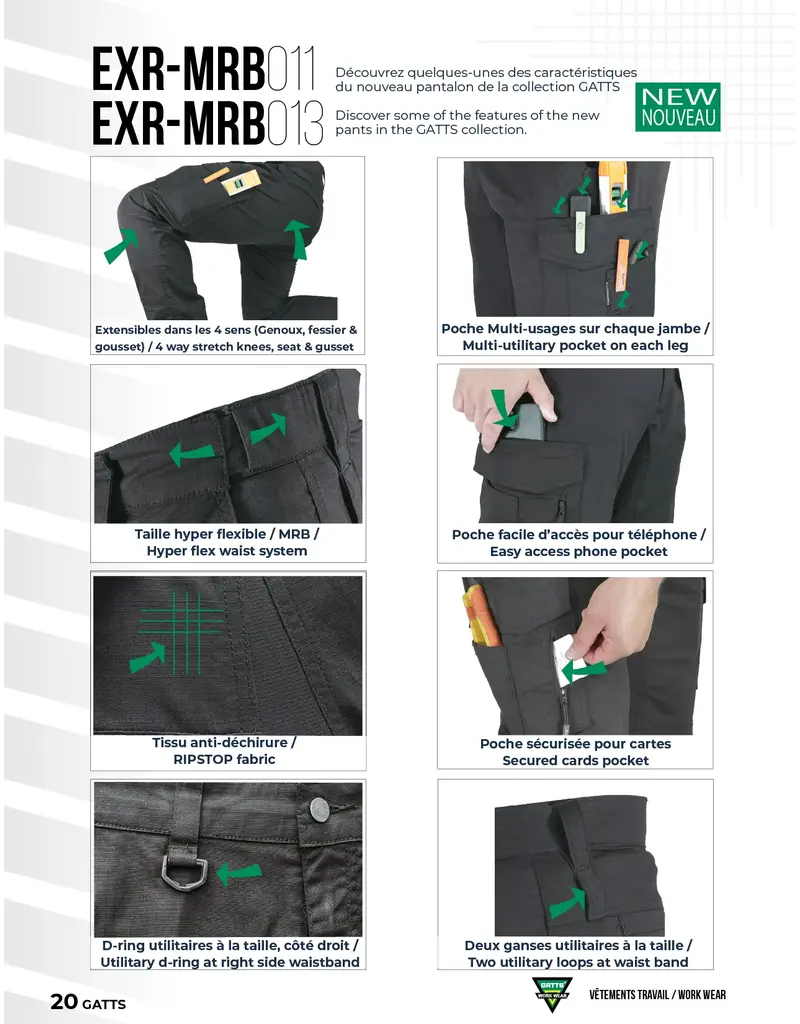 Gatts Work Wear Stretch ultra light pant Black