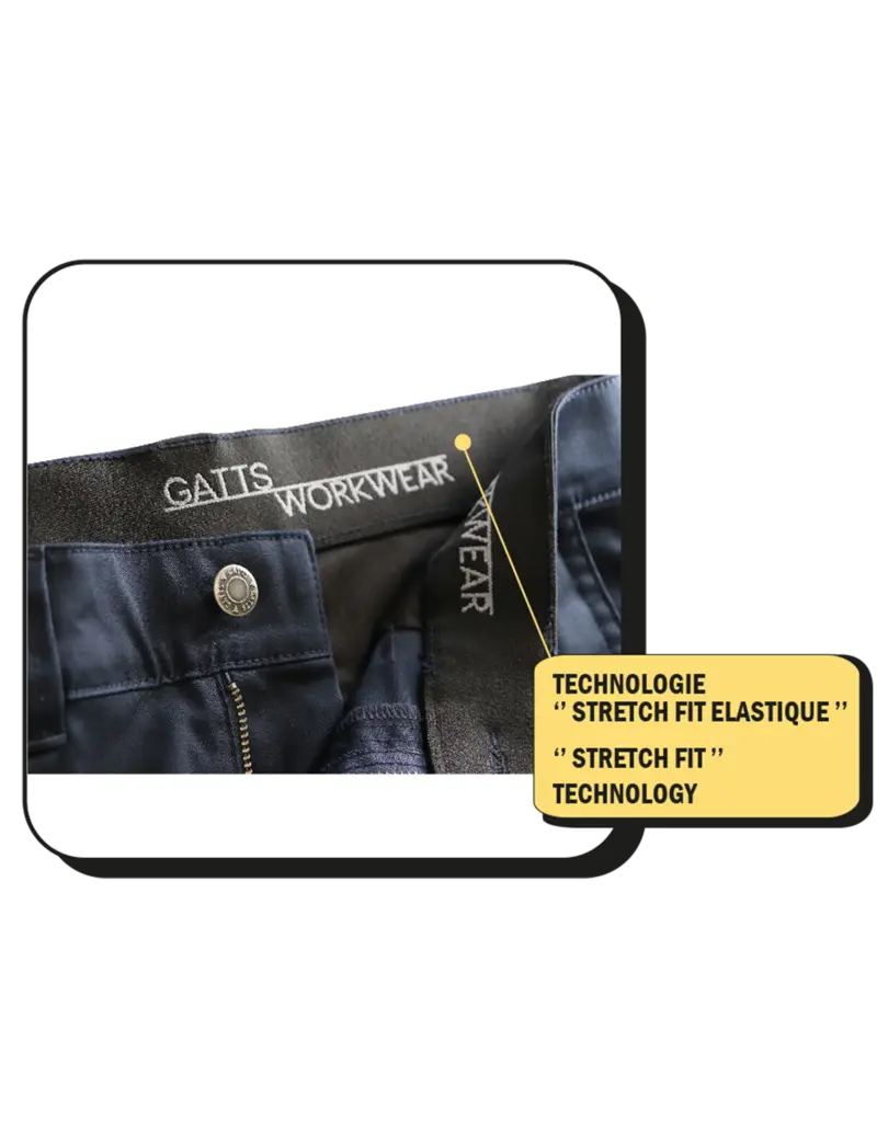 Gatts Work Wear Pantalon de travail cargo extensible noir