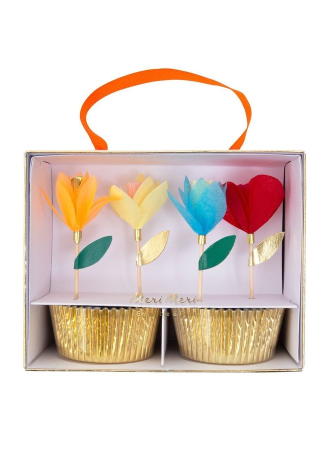 Bright Tissue Flower Cupcake Kit