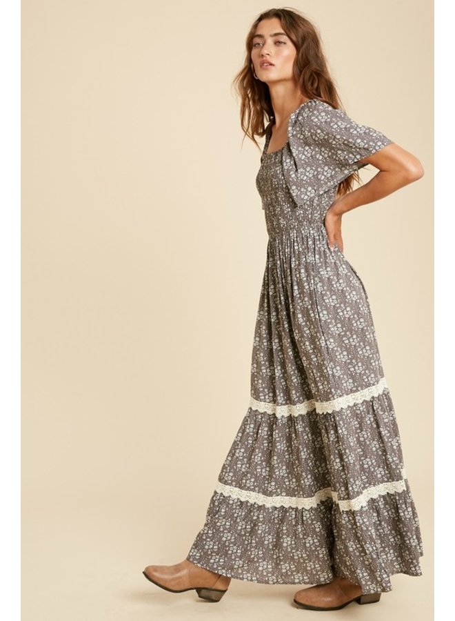 Smocked floral maxi dress Clearance