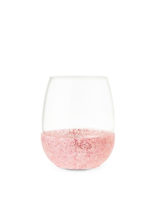 Glimmer - Pink Glitter Silicone Wrapped Stemless Wine Glass