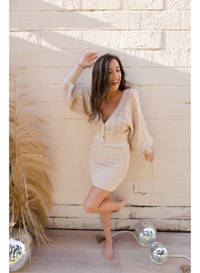 Taupe Sweater Knit Sleeve Dress