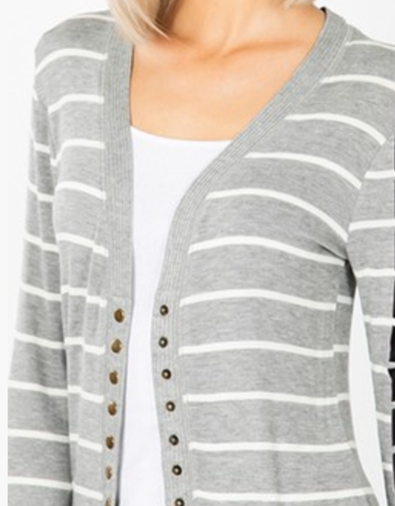striped snap cardigan