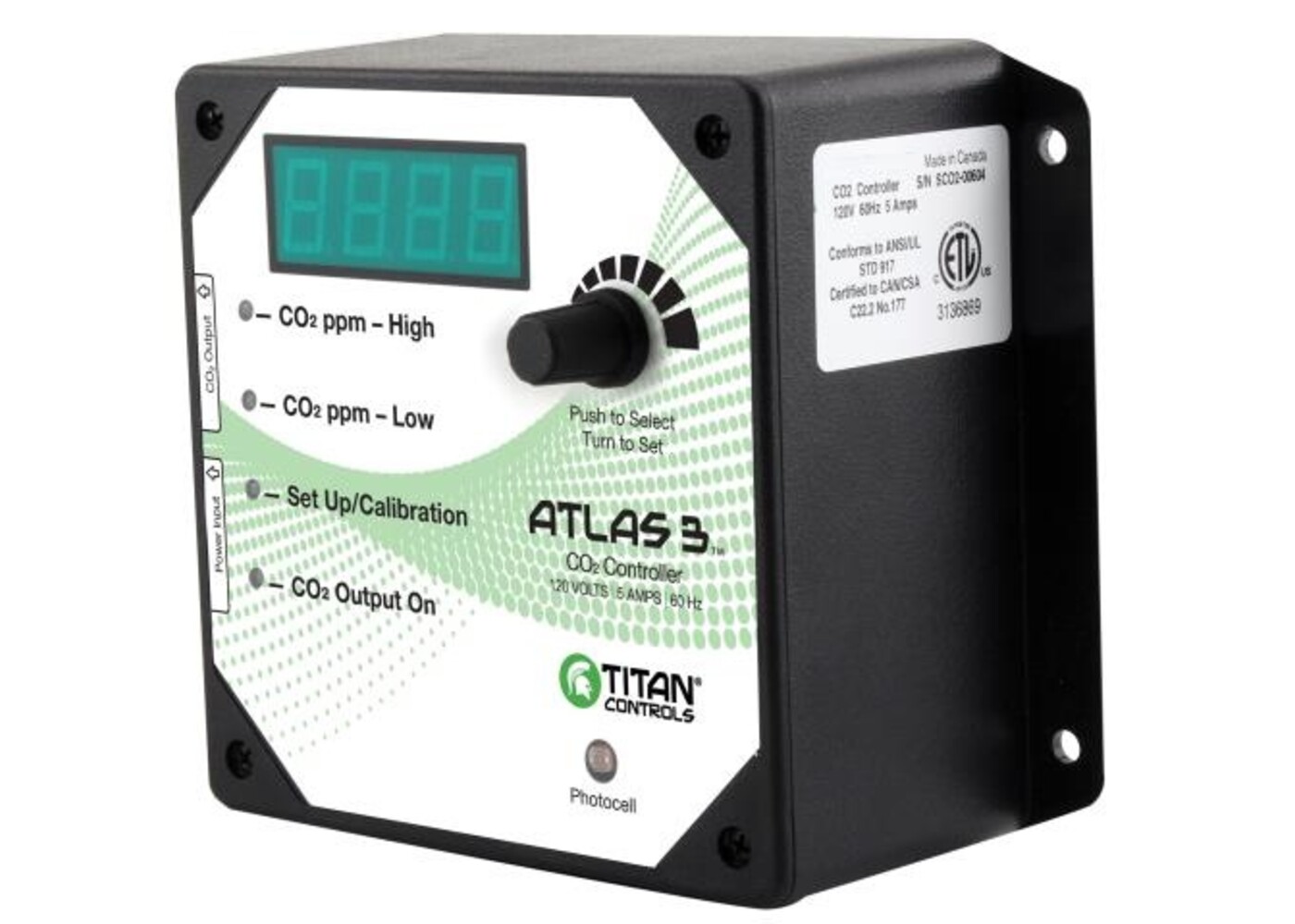 Titan Controls Atlas 3 Day / Night CO2 Monitor / Controller