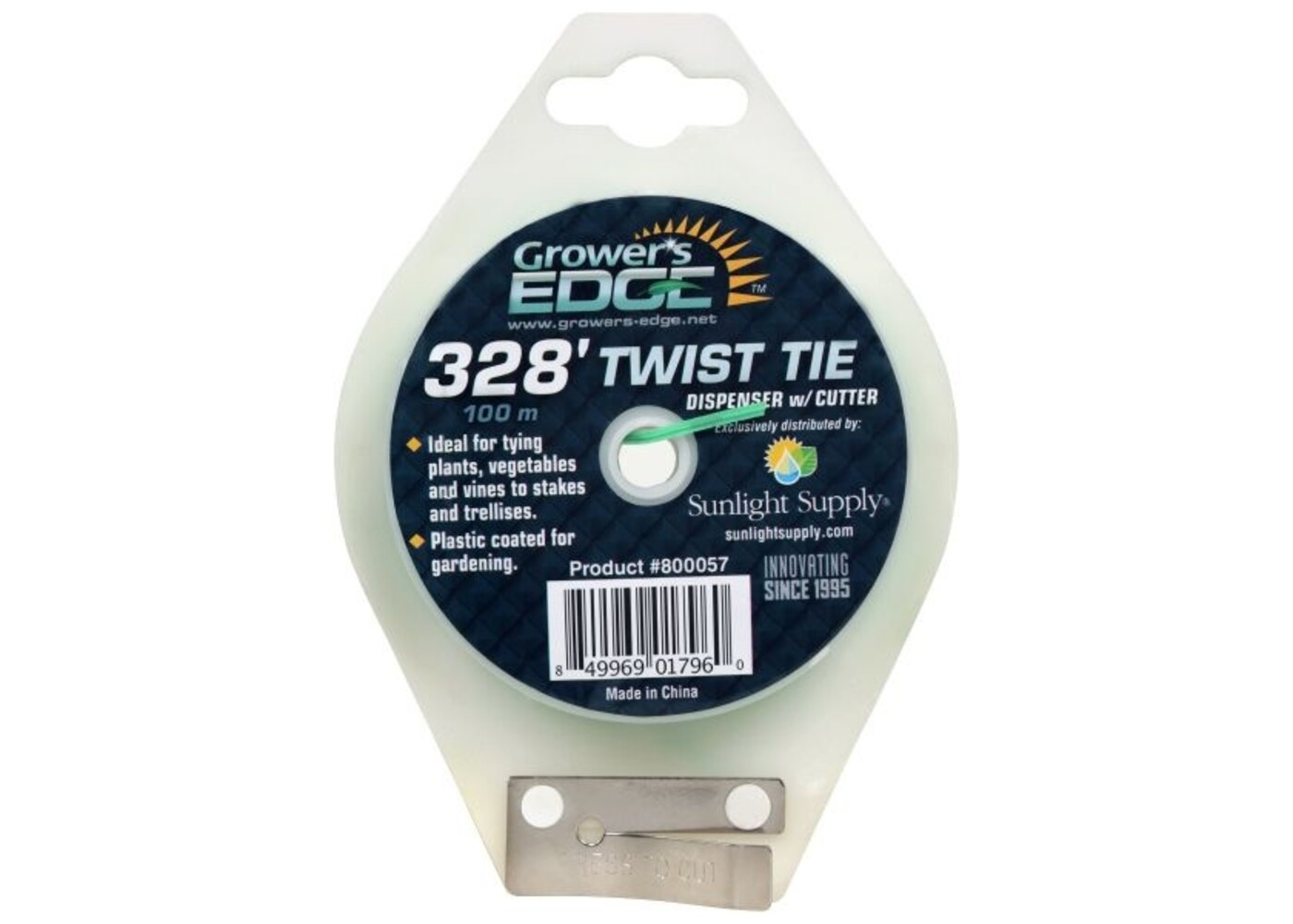 Grower's Edge / Grow1 Green  Twist Tie Dispenser w/Cutter 328'