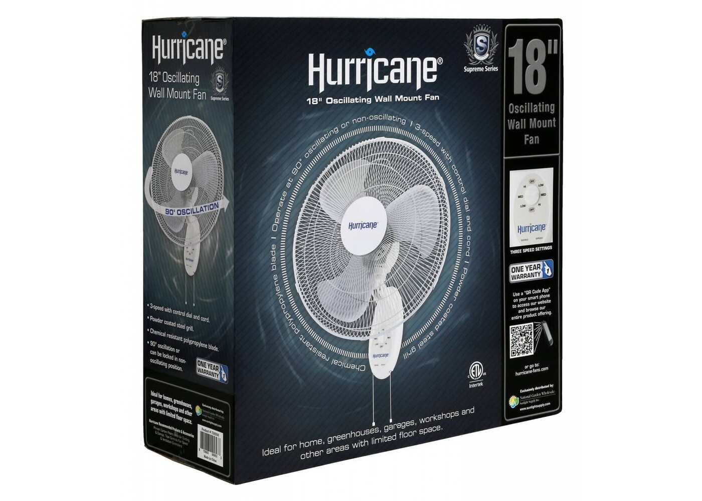 Hurricane Hurricane Supreme Oscillating Wall Mount Fan 18"
