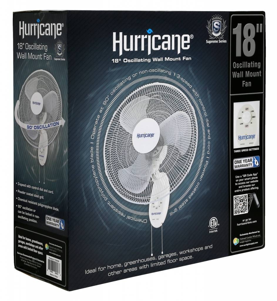 Hurricane Hurricane Supreme Oscillating Wall Mount Fan 18"