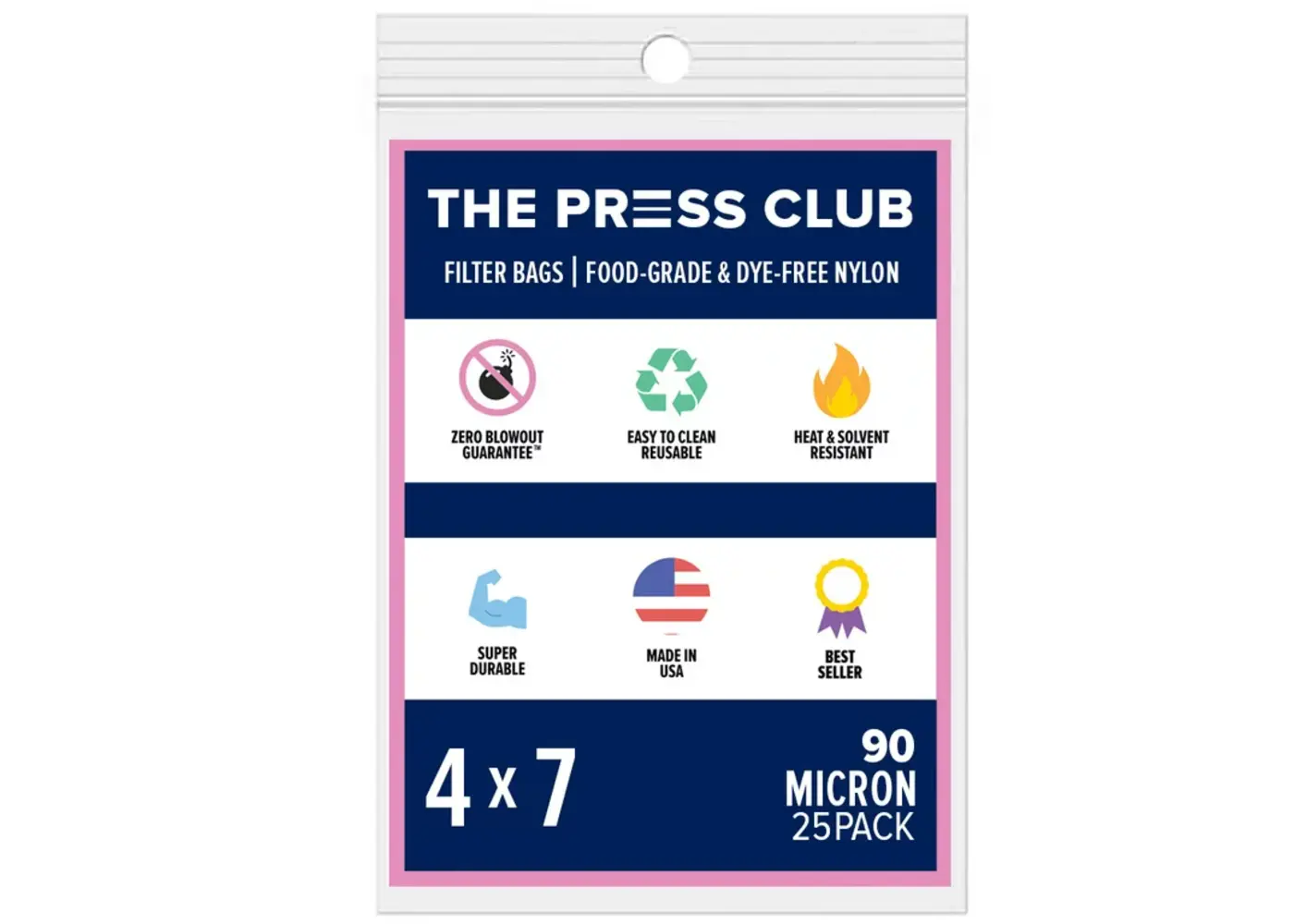 The Press Club Filter Bag 4x7 90 Micron 25/pk