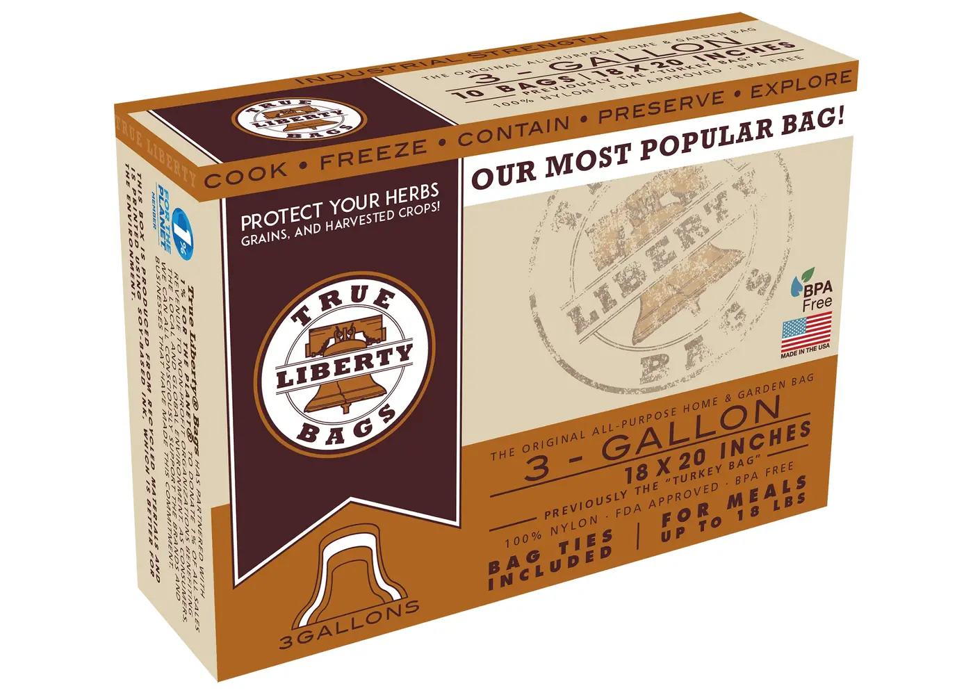 True Liberty Bags True Liberty Turkey 3 Gallon Bags l 18"x20" 100/pk