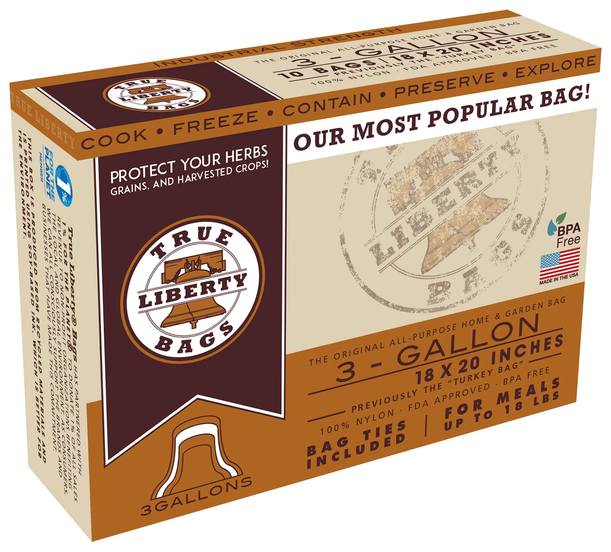 True Liberty Bags True Liberty Turkey 3 Gallon Bags l 18"x20" 100/pk