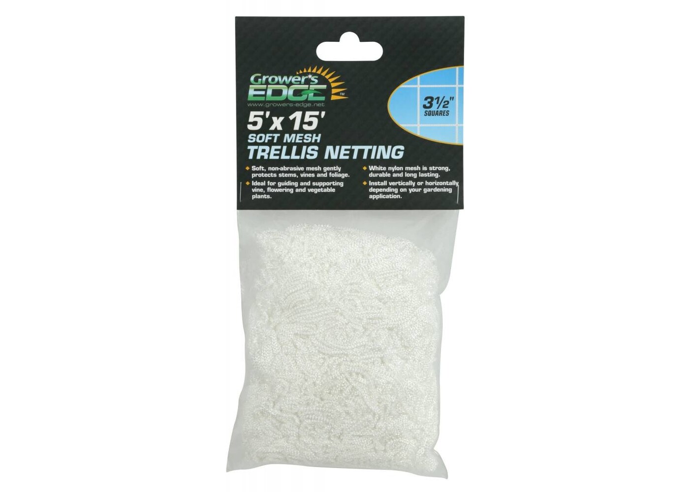 Growers Edge Grower's Edge Soft Mesh Trellis Netting 5' x 15' w/ 3.5" Squares