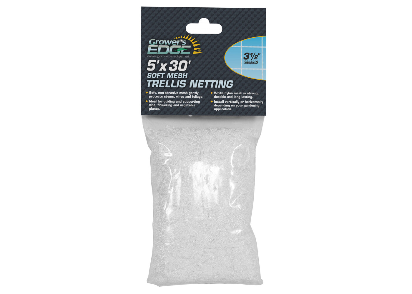Growers Edge Grower's Edge Soft Mesh Trellis Netting 5' x 30' w/ 3.5" Squares