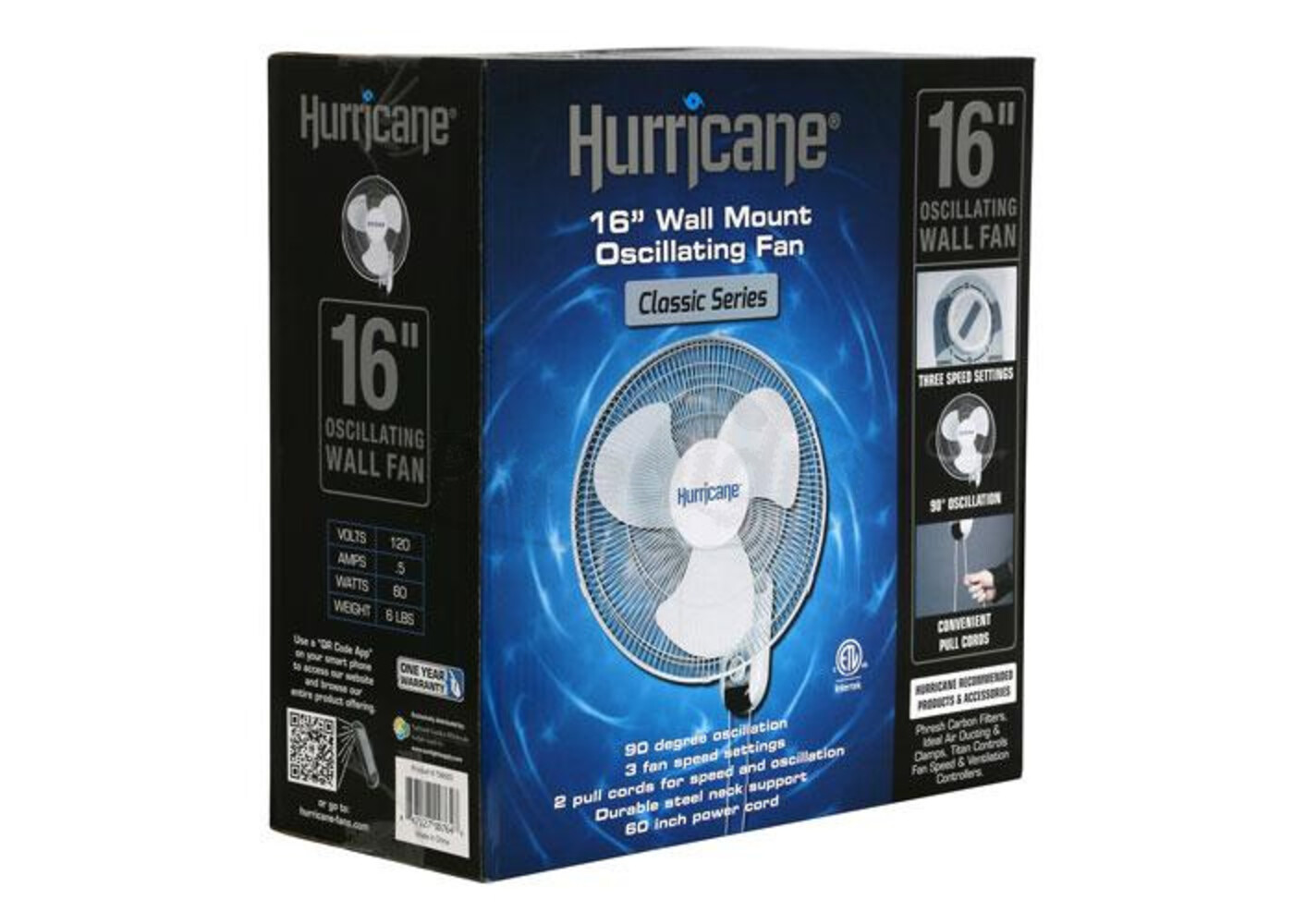 Hurricane Hurricane Classic Oscillating Wall Mount Fan 16"
