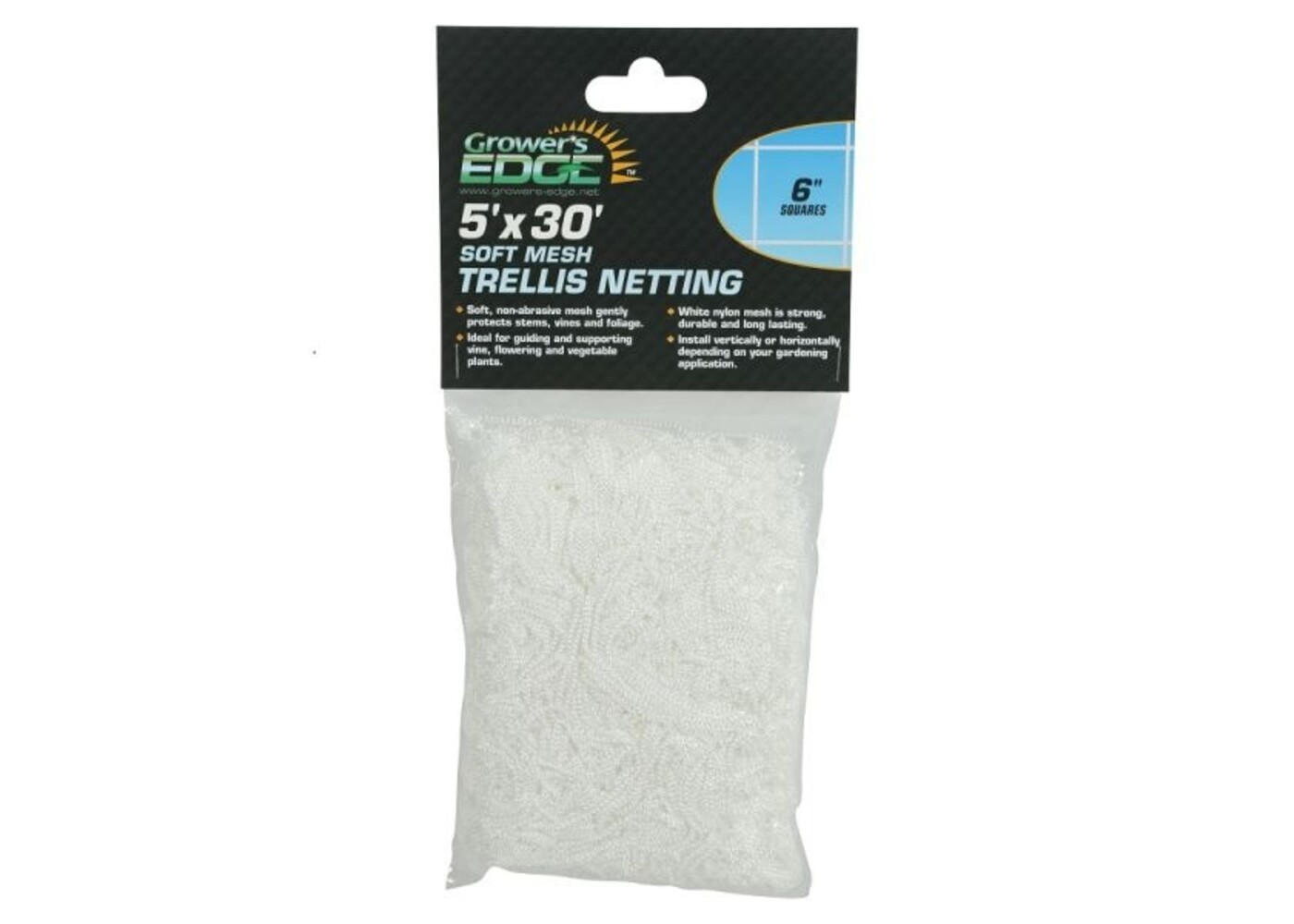 Growers Edge Grower's Edge Soft Mesh Trellis Netting 5' x 30' w/ 6" Squares
