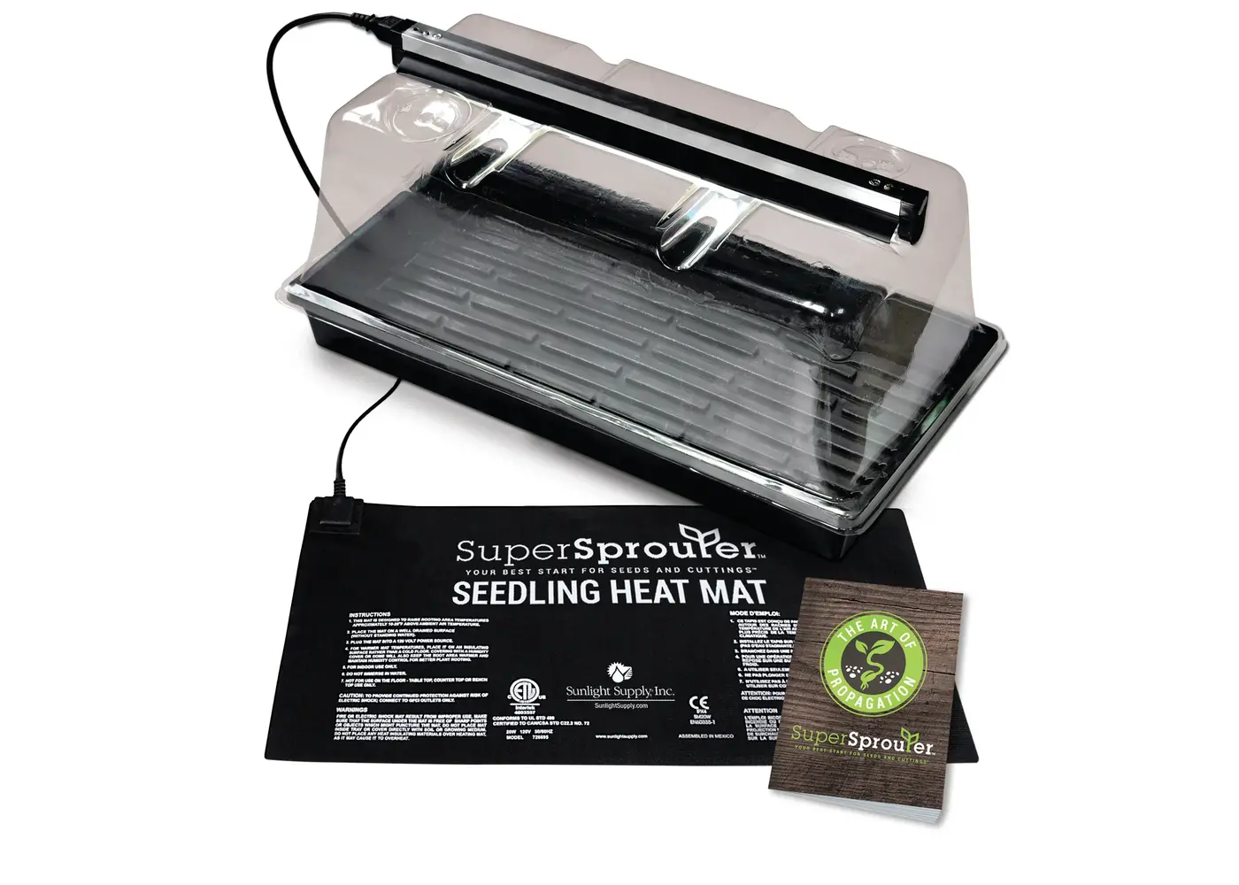 Super Sprouter SunBlaster / Super Sprouter Ultra Clear Vented Humidity Dome 7 in w/ Light Tracks