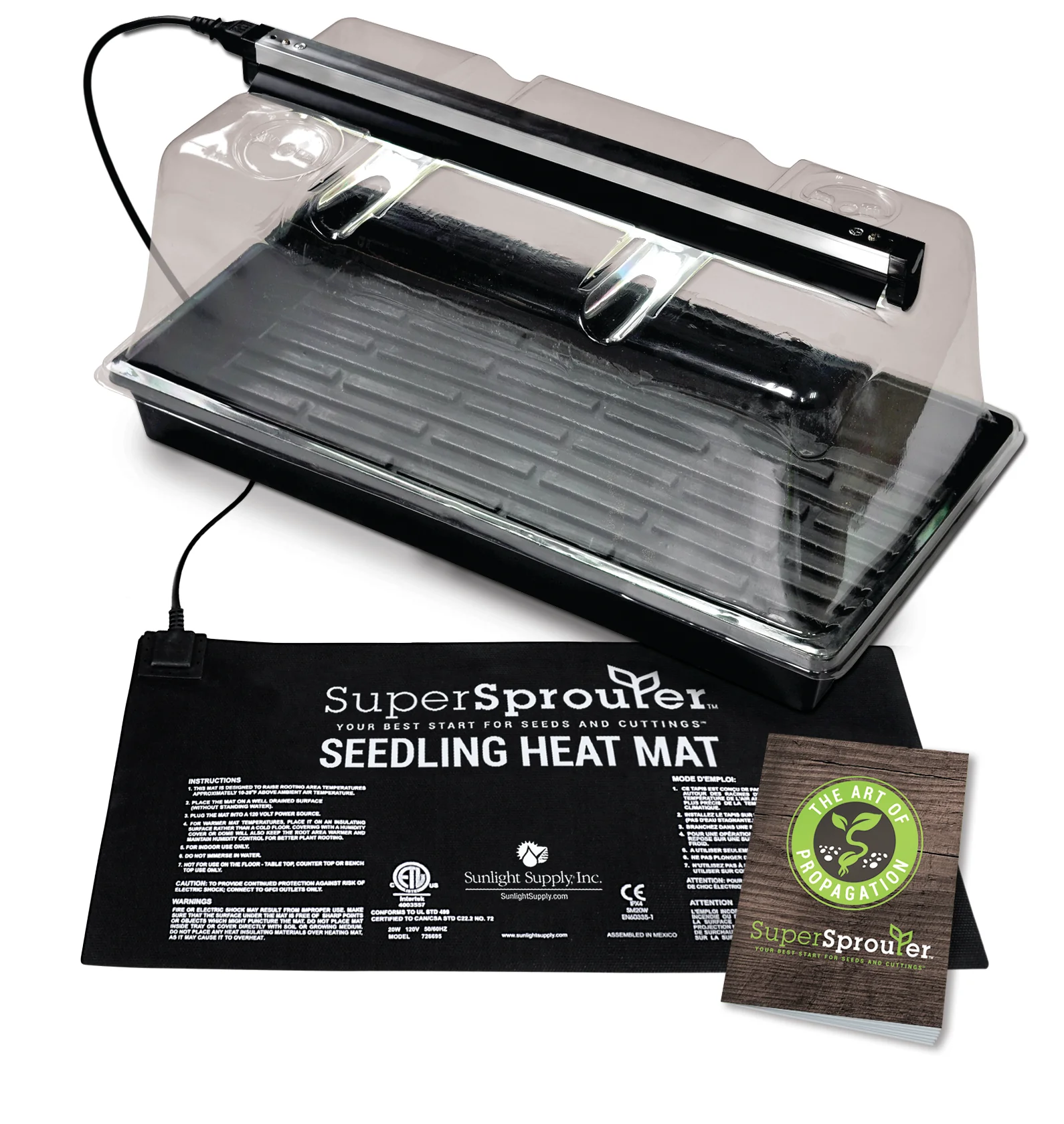 Super Sprouter SunBlaster / Super Sprouter Ultra Clear Vented Humidity Dome 7 in w/ Light Tracks