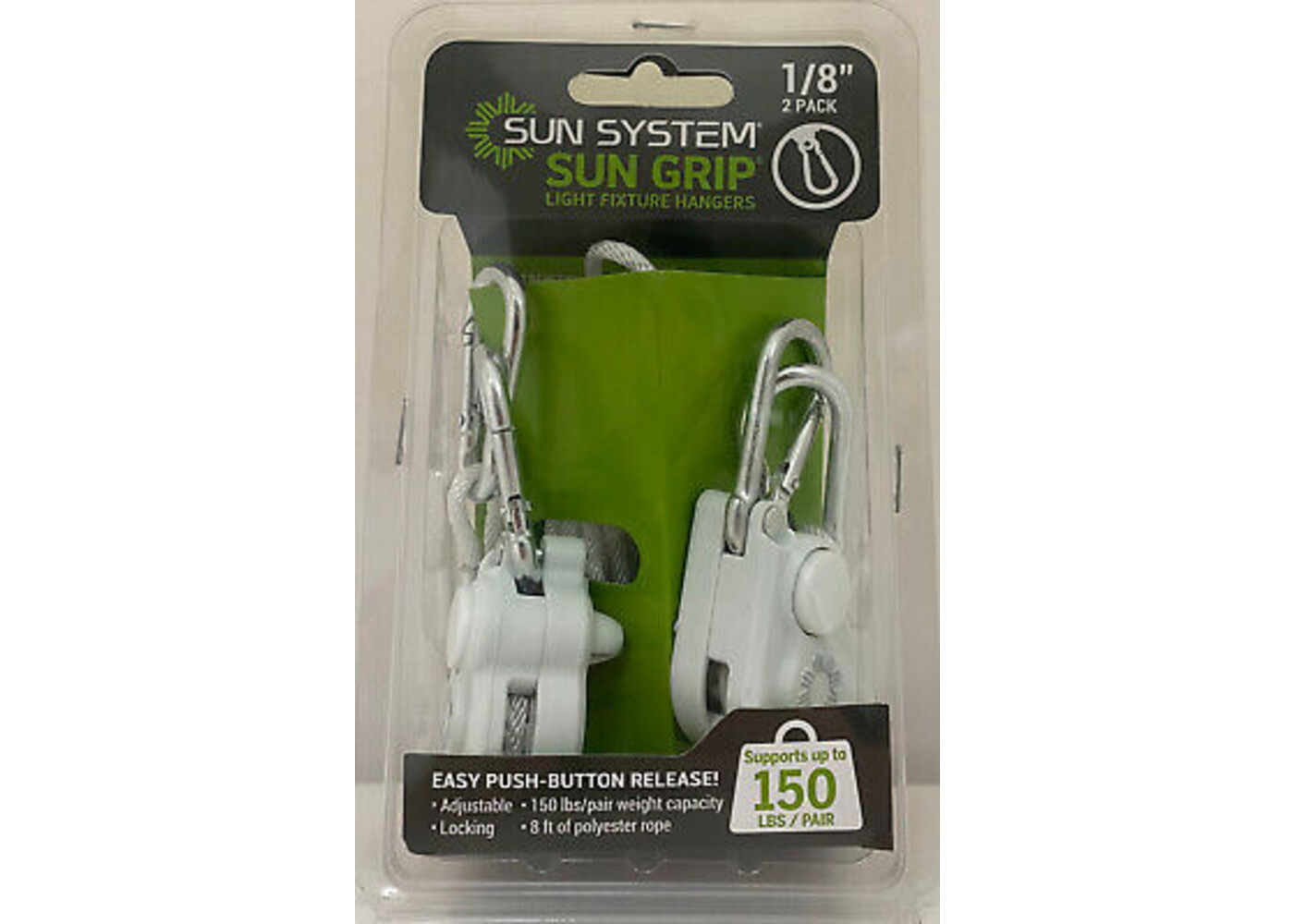 Sun Grip Sun Grip Push Button Light Hanger 1/8 in White -1/Pair