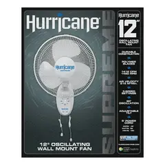 Hurricane Hurricane Supreme Oscillating Wall Mount Fan 12"