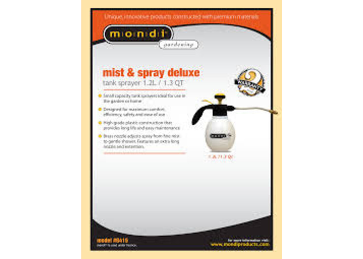 Mondi Mondi Mist & Spray Deluxe Sprayer 1.3 Quart/1.2 Liter