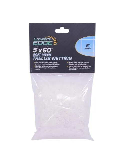 Grower's Edge Soft Mesh Trellis Netting 5' x 60' w/ 6" Squares