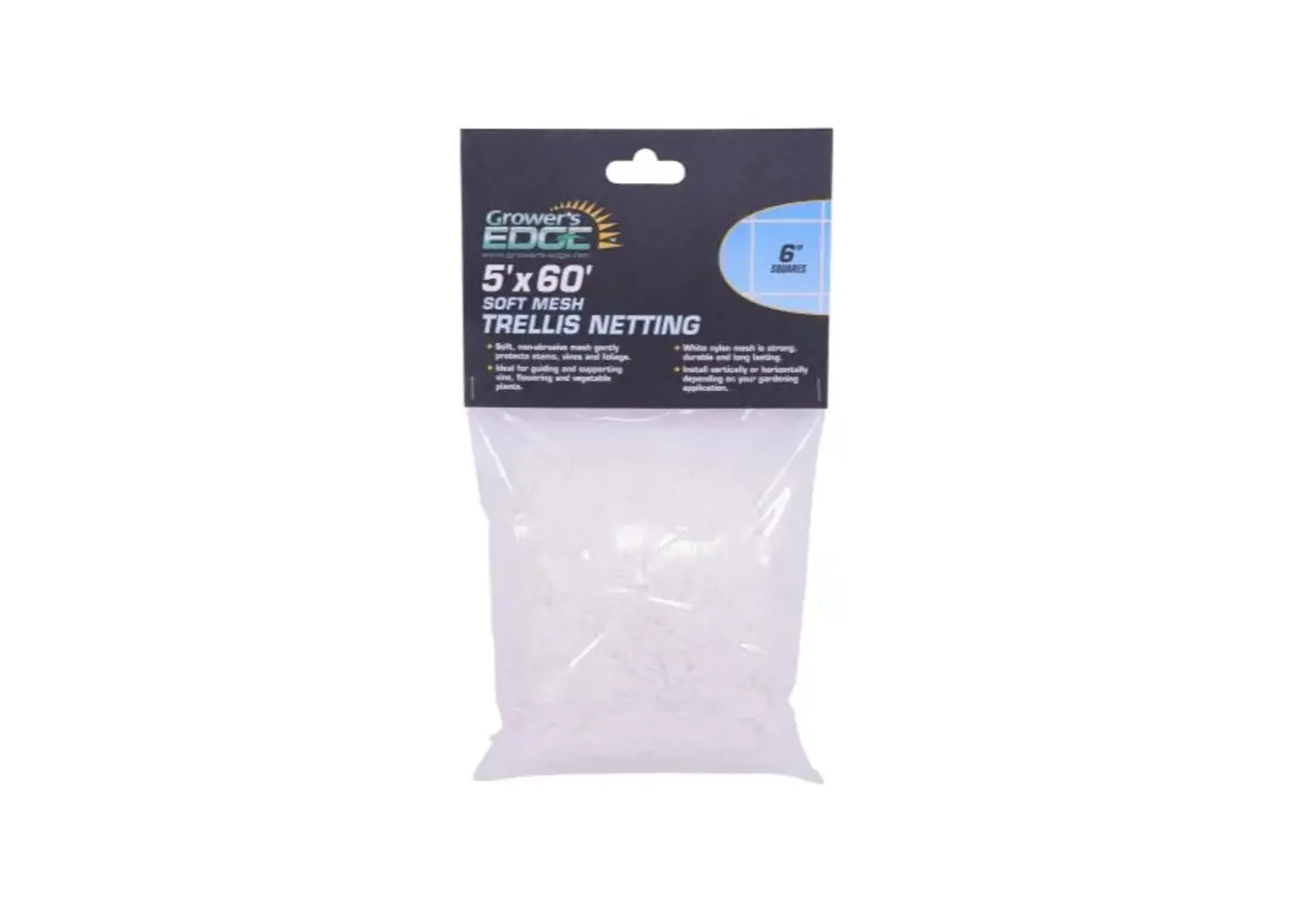 Grower's Edge Soft Mesh Trellis Netting 5' x 60' w/ 6" Squares