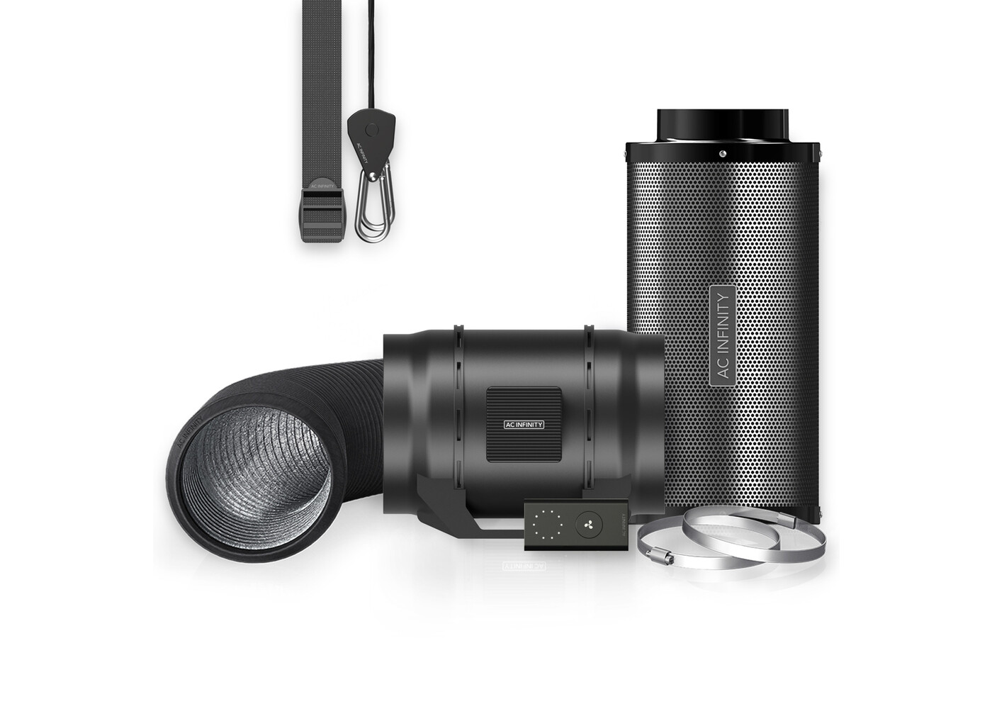 AC Infinity AC Infinity Air Filtration Kit 8", Inline Fan with Speed Controller, Carbon Filter & Ducting Combo