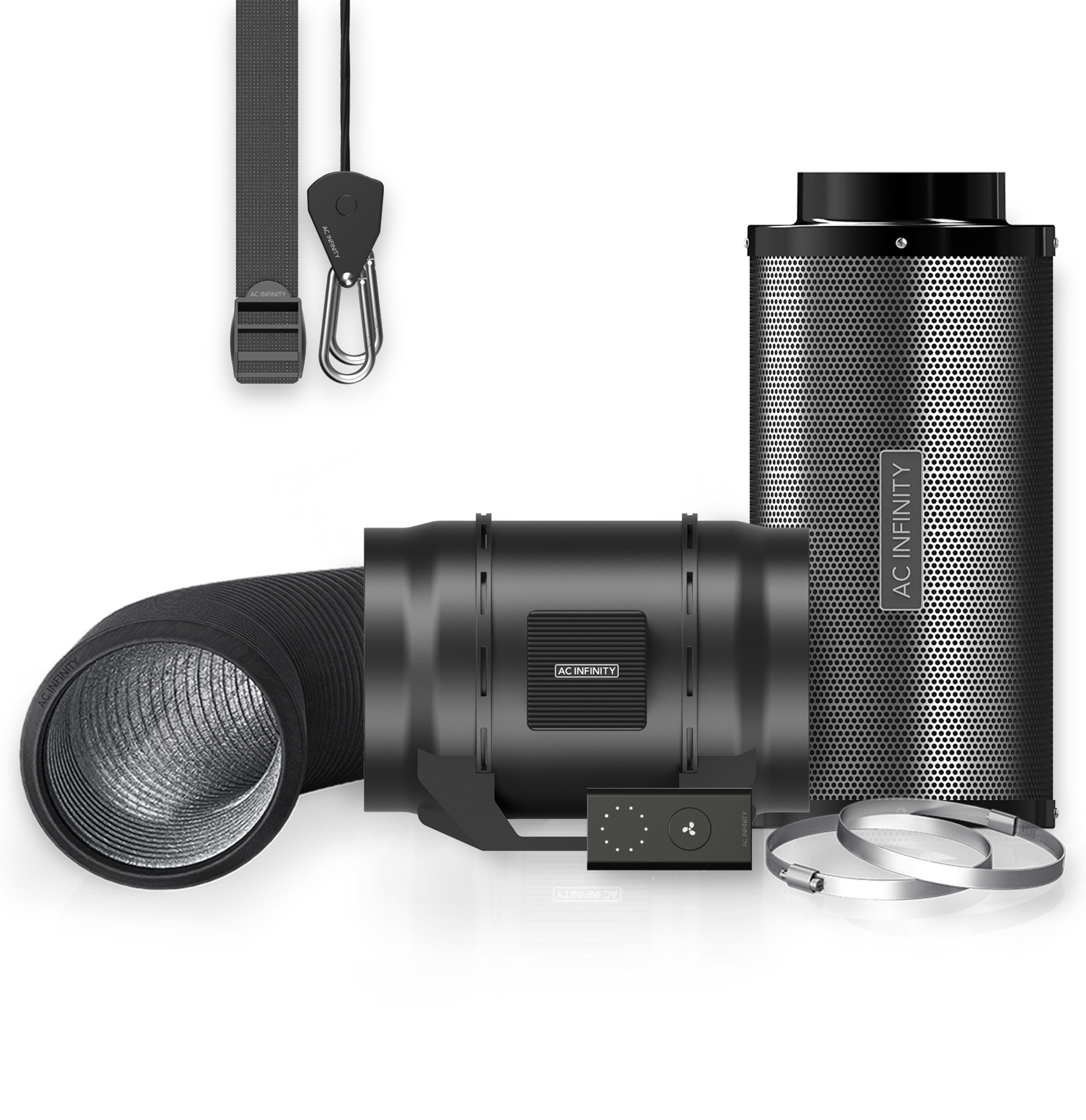 AC Infinity AC Infinity Air Filtration Kit 8", Inline Fan with Speed Controller, Carbon Filter & Ducting Combo