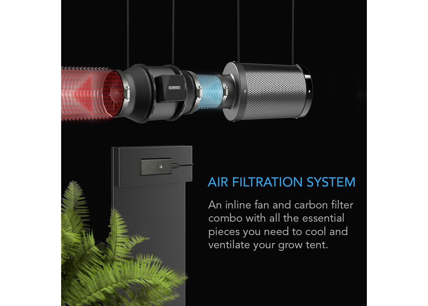 AC Infinity AC Infinity Air Filtration Kit 8", Inline Fan with Speed Controller, Carbon Filter & Ducting Combo