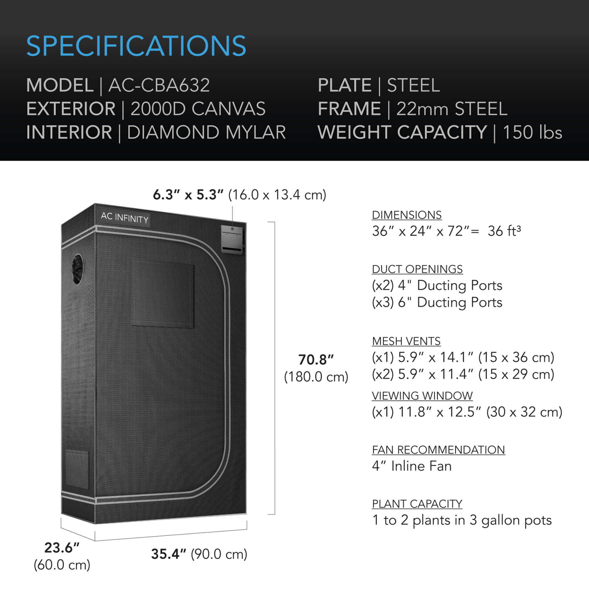 AC Infinity AC Infinity CLOUDLAB 632  Grow Tent 3X2