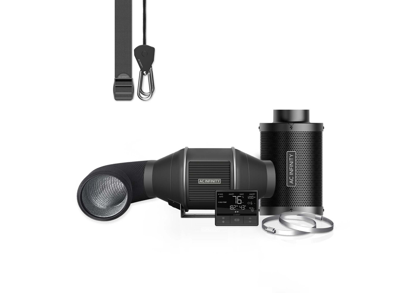AC Infinity AC Infinity  PRO 4", Inline Fan with Smart Controller, Carbon Filter & Ducting Combo