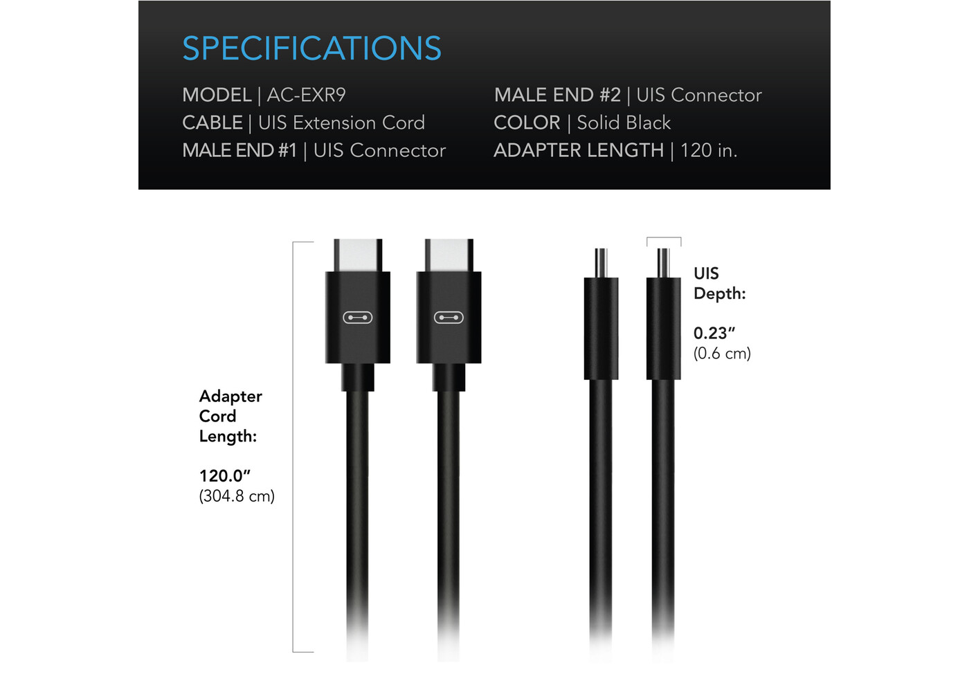 AC Infinity AC Infinity UIS to UIS Extension Cable M-M 10'