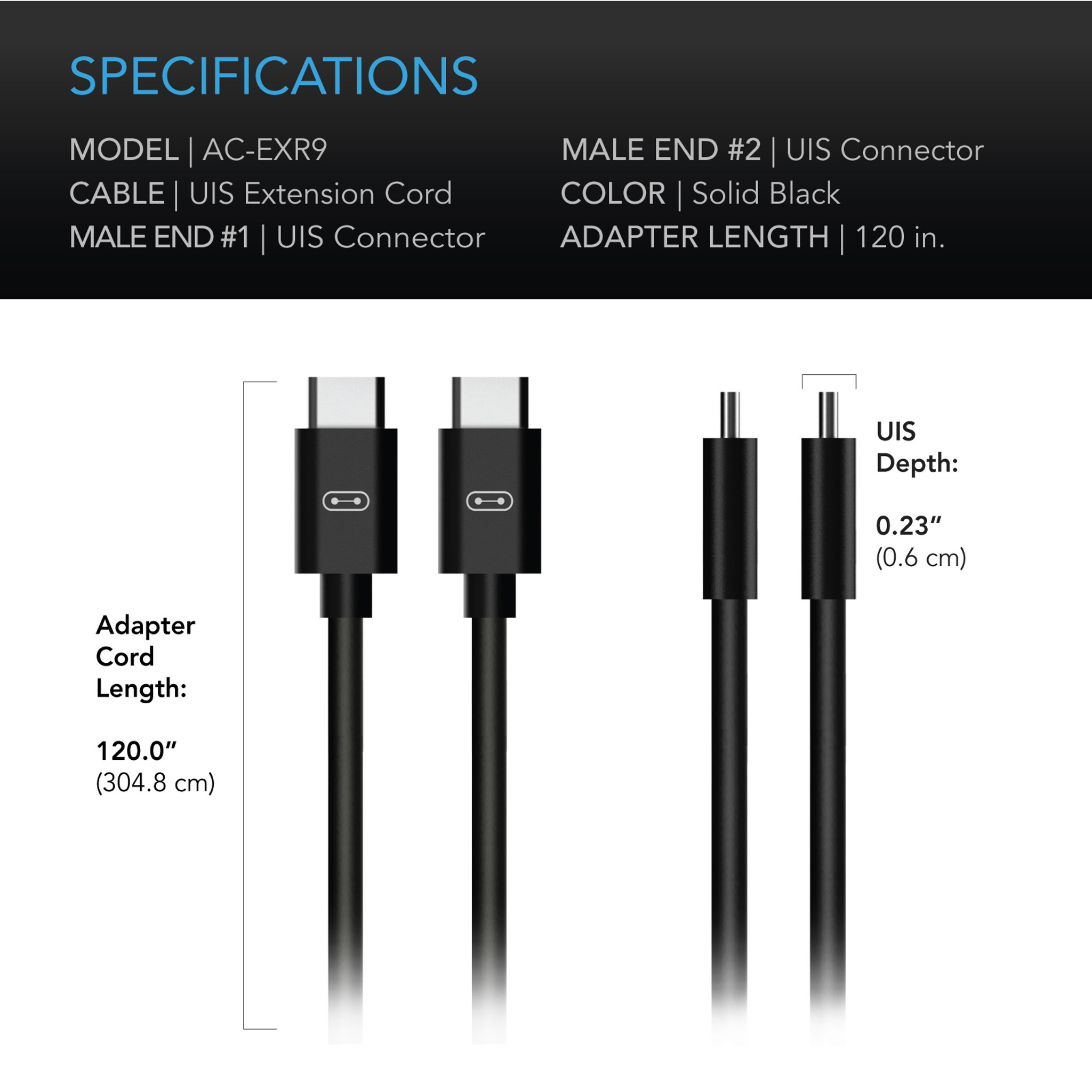AC Infinity AC Infinity UIS to UIS Extension Cable M-M 10'