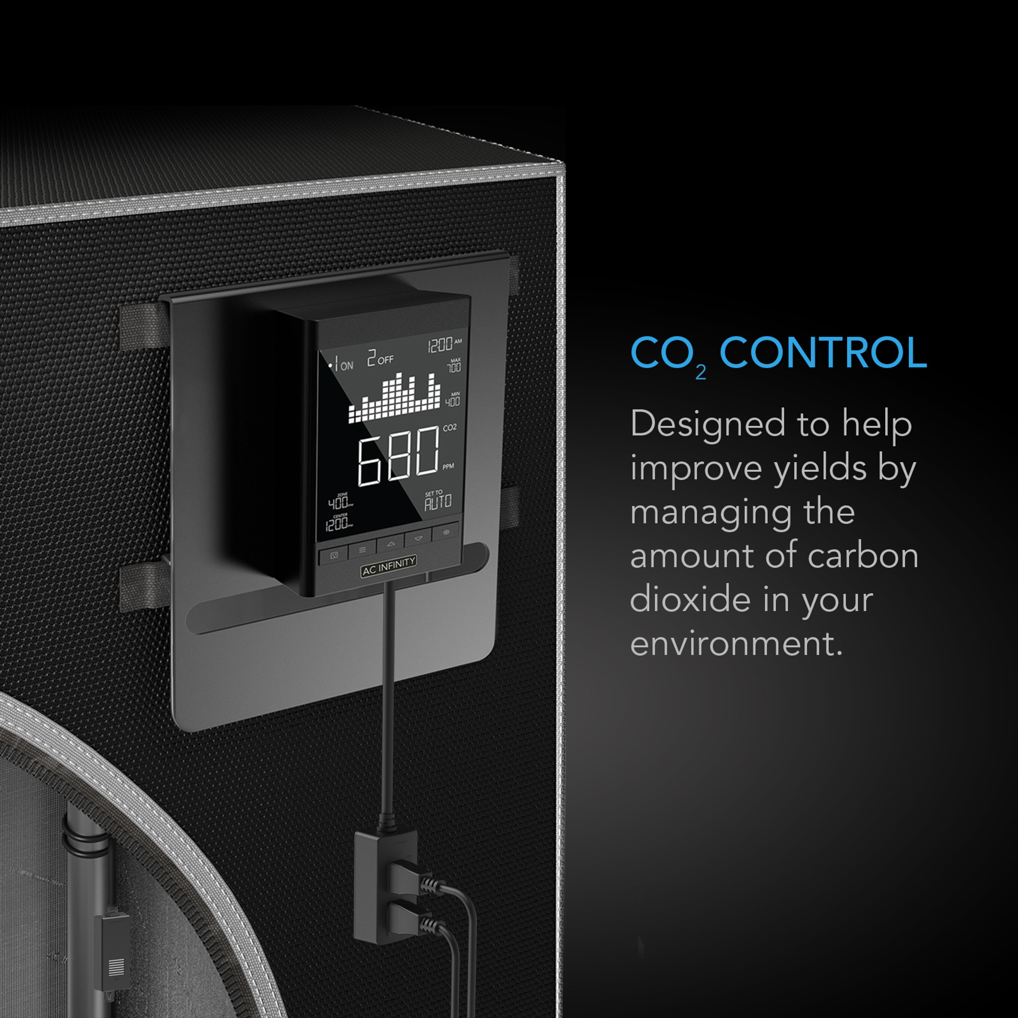 AC Infinity AC Infinity CO2 Controller, Smart Outlet Carbon Dioxide Monitor For CO2 Regulators & Inline Fans