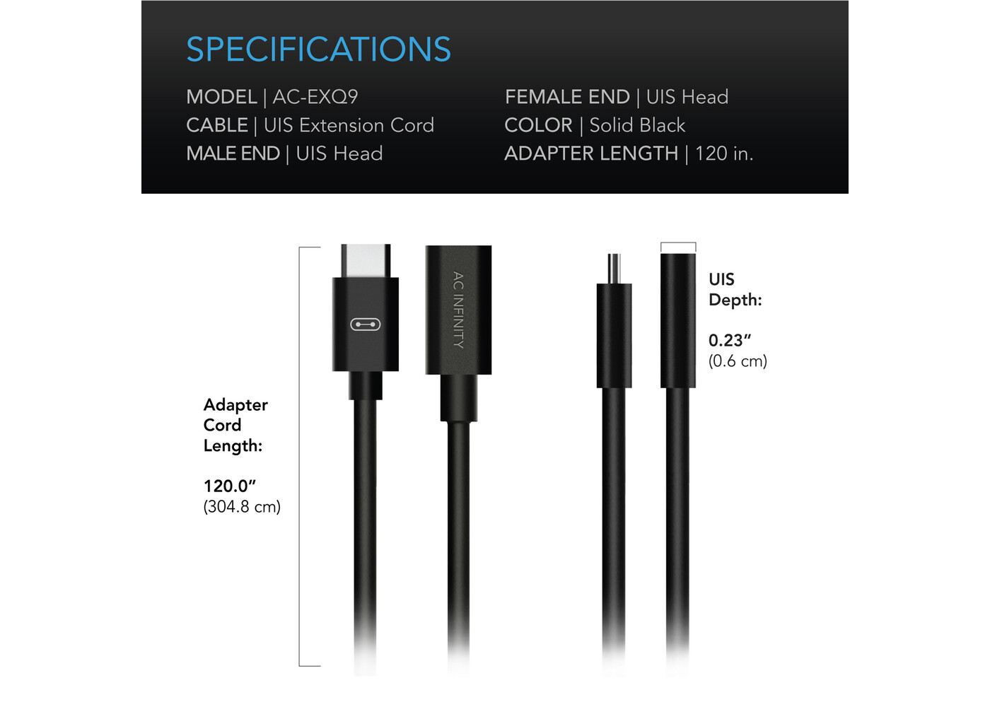 AC Infinity AC Infinity UIS to UIS Extension Cable F-M 10'