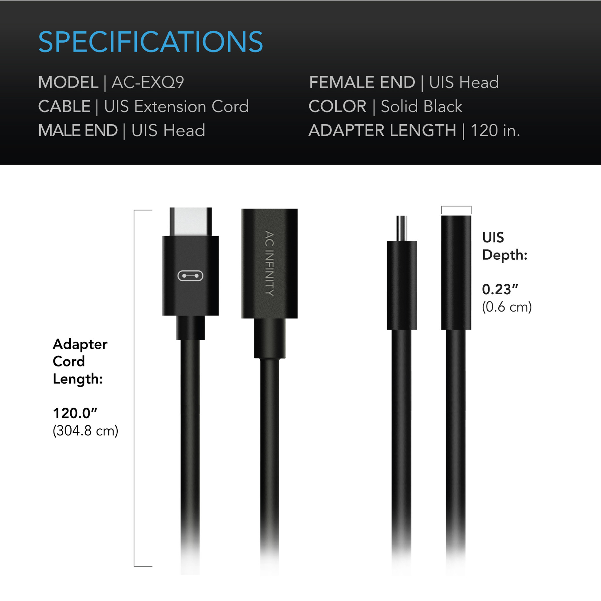 AC Infinity AC Infinity UIS to UIS Extension Cable F-M 10'