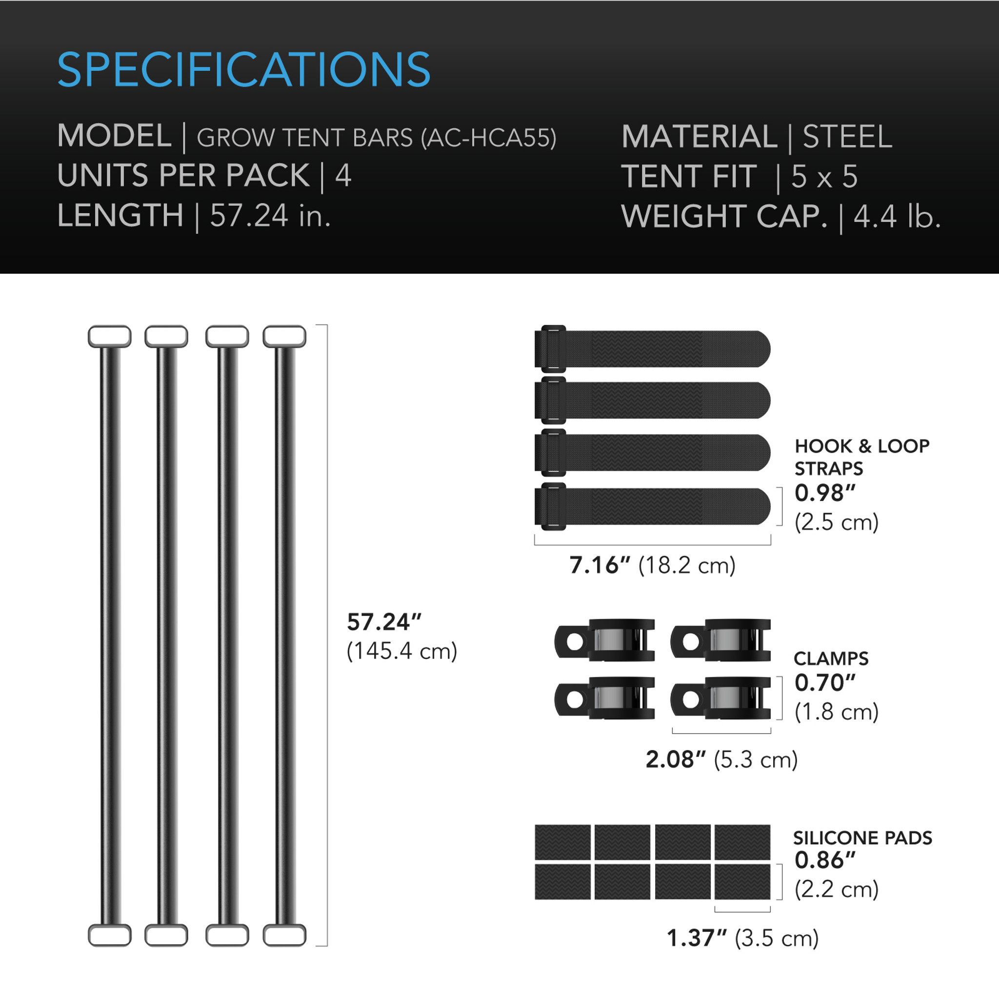 AC Infinity AC Infinity Grow Tent Mounting Bars 5x5