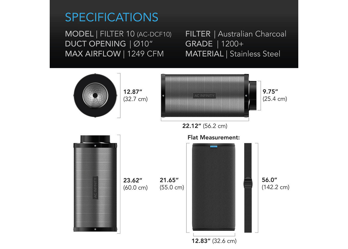 AC Infinity AC Infinity Duct Carbon Filter 10"