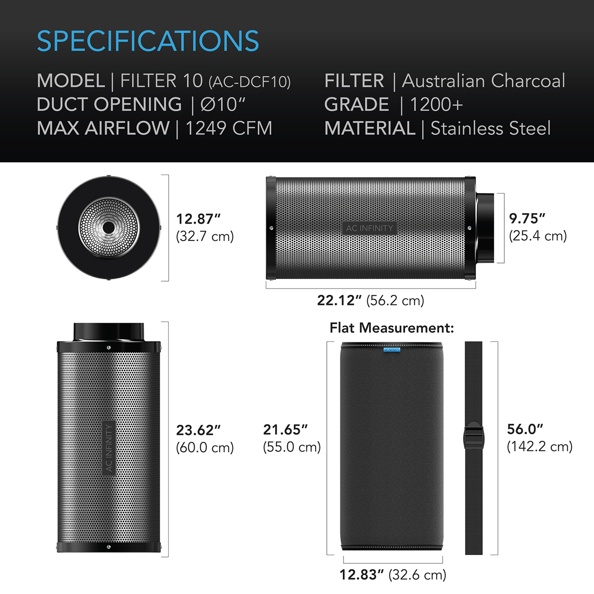 AC Infinity AC Infinity Duct Carbon Filter 10"