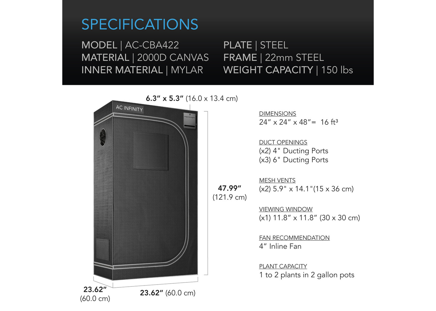 AC Infinity AC Infinity CLOUDLAB 422  Grow Tent 2X2